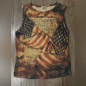 Skinny Minnie Vintage American Flag Graphic Crop Top | Stars & Stripes Patriotic